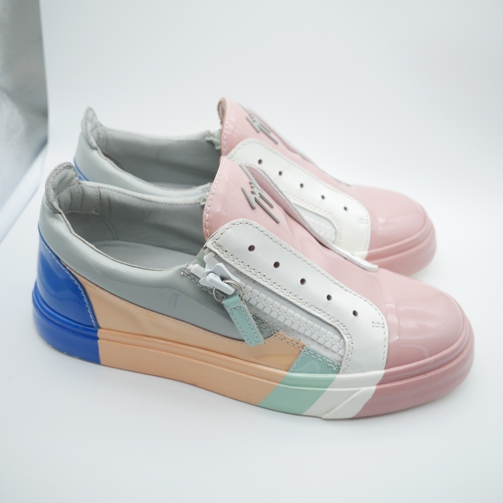 Giuseppe Zanotti GZ94 Women Multi Color Patent Leather Double Zip Sneakers 36